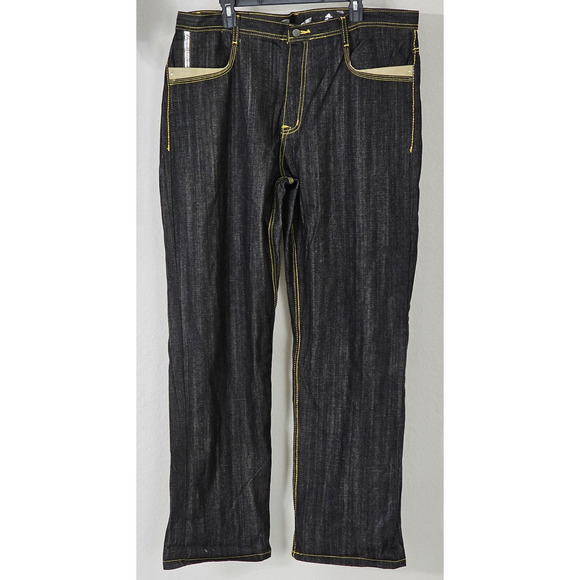 Y2K Vintage Project Mayhem Baggy Embroidered One Pride Jeans 38 X 32 Dark Wash - Picture 2 of 16